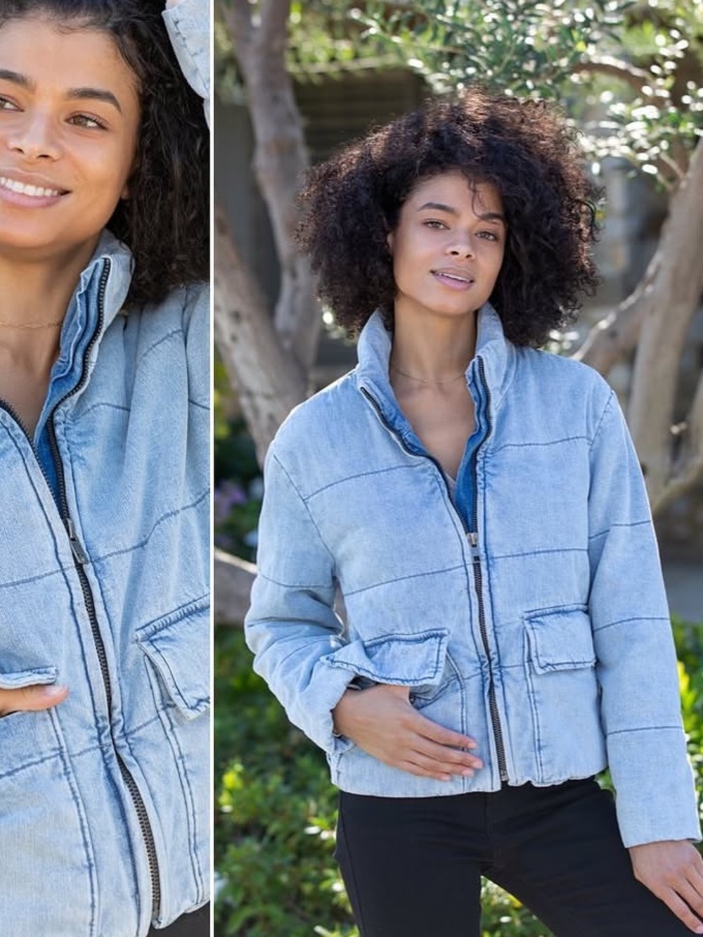 Kancan Light Wash Denim Quilted Jacket women’s XL